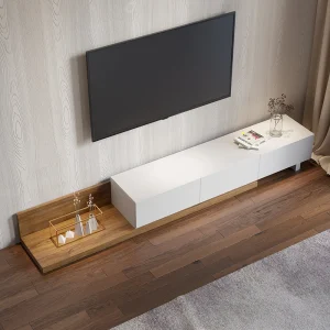 Modern tv Unit - CHTV300 - White & Walnut - Image 1