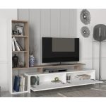 Modern TV Unit, 150cm White & Brown - CHTV44 - Image 2