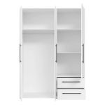 Wardrobe with 3 hinged doors and 2 drawers in white. 145 x 200 x 59 cm - CHDR020 - Image 3