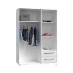Wardrobe with 3 hinged doors and 2 drawers in white. 145 x 200 x 59 cm - CHDR020 - Image 6