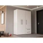 Wardrobe with 3 hinged doors and 2 drawers in white. 145 x 200 x 59 cm - CHDR020 - Image 8