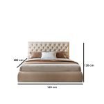 Counter Wood and Velvet Fabric King Button Tufted Bed 120x160x205 cm - Beige - Image 3