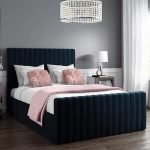 Counter Wood and Velvet Fabric Super King Bed 205x180x120 cm - Blue