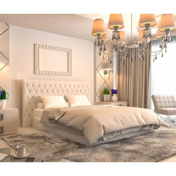 MDF Wood Bed - off-white