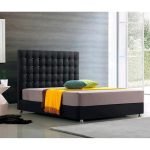 Counter Wood and Velvet Fabric Queen Bed 205x150x120 cm - Black