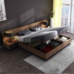 MDF Bed With 2 Commodes - Brown & Grey