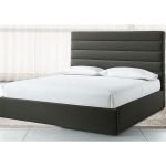 Counter Wood and Velvet Fabric Queen Bed 205x150x120 cm - Grey