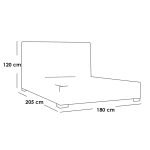 Counter Wood and Velvet Fabric Super King Bed 205x180x120 cm - Grey - Image 2