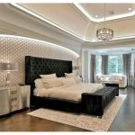 Counter Wood and Velvet Fabric Super King Bed 205x180x130 cm - Black