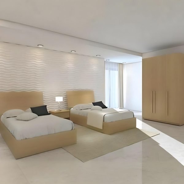 European Union Wood Bedroom Set 4 pieces - Beige