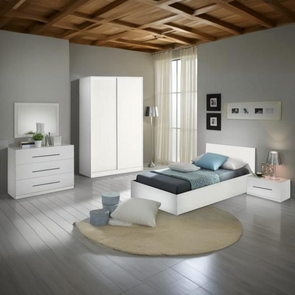 European wood Bedroom Set 5 Pieces - White