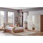 European Union Wood Bedroom 6 Pieces - Brown and White