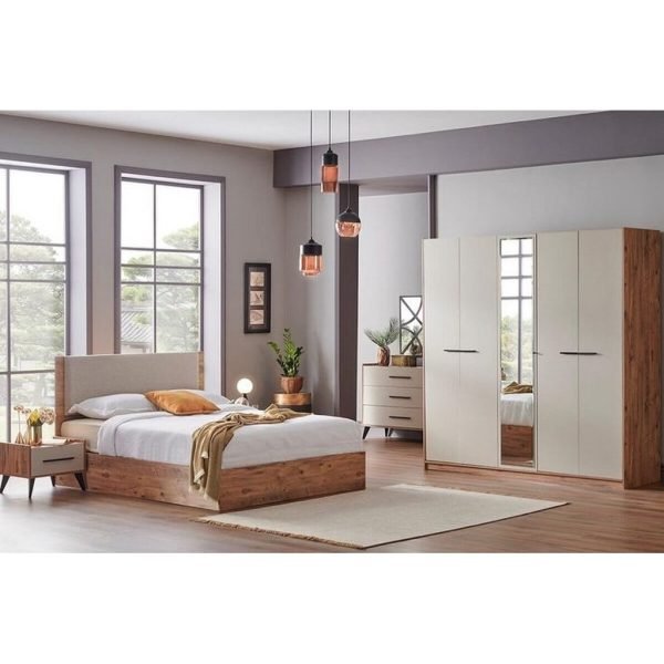 European Union Wood Bedroom 6 Pieces - Brown and White