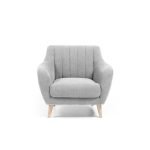 Beech Wood and Linen Arm Chair - Grey - Image 2