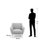 Beech Wood and Linen Arm Chair - Grey - Image 3