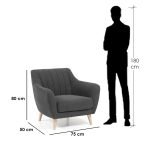 Beech wood Arm Chair - Grey - Image 2