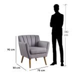 Beech wood Arm Chair - Grey - Image 2