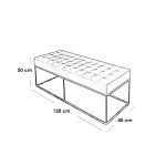 Iron and Velvet Fabric Banquette - Gold and Grey - Image 2