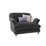 Beech Wood and Velvet Arm Chair - Grey - Image 2