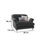 Beech Wood and Velvet Arm Chair - Grey - Image 3