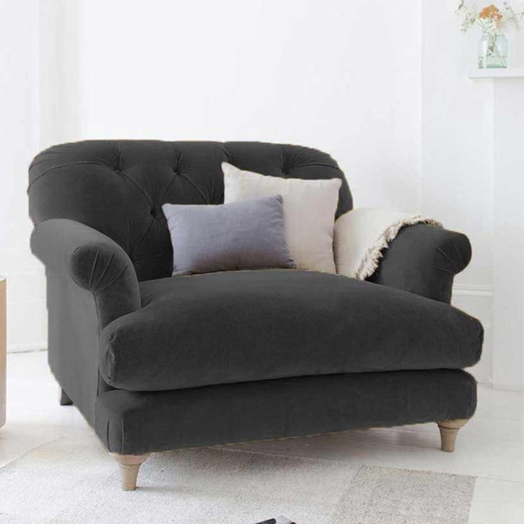 CHCH1311 Beech Wood and Velvet Arm Chair - Grey - Image 1