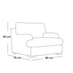 Linen and Beech Wood Arm Chair - Grey - Image 2