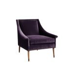Beech Wood and Velvet Arm Chair - Purple and Beige - Image 2