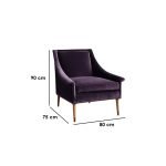 Beech Wood and Velvet Arm Chair - Purple and Beige - Image 3
