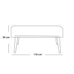 Steel & Velvet Banquette Grey and Gold - 55×35×110×33 cm - Image 2