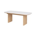 Ceramic and Oak Dining Table and 6 Oak Curved Dining Chairs – CHDRS012 - Image 3