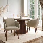 Neutral Ceramic Round Dining Table 4 Dining Chairs – CHDRS013