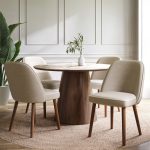 Round Ceramic Dining Table Set with 4 Piped Chairs – CHDRS014