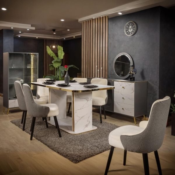 MDF Wood Dining Room 10 Pieces - Grey and White