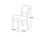 Beech Wood and Linen Fabric Dining Room set 7 pieces - Brown and Beige - Image 4