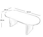 Beech Wood and Linen Fabric Dining Room set 7 pieces - Brown and Beige - Image 5