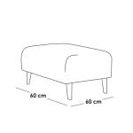 Beech Wood and Linen Fabric L-Shape Sofa and Pouf - Grey - Image 3