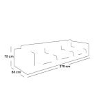 Beech Wood and Linen Fabric L-Shape Sofa and Pouf - Grey - Image 4