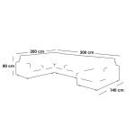 Beech Wood and Linen Fabric U-Shape Sofa - Grey - Image 2