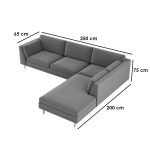 Beech Wood L-Shape Sofa - Grey - Image 3