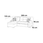 Beech wood and Velvet L-Shape Sofa - Brown - Image 3