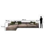 Beech Wood and Velvet Fabric L-Shape Sofa - Beige - Image 3