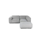 Beech Wood and Velvet Fabric L-Shape Sofa - Grey - Image 4
