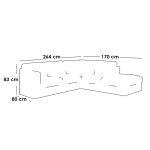 Red Beech Wood and Linen Fabric L-Shape Sofa - Grey - Image 2