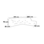 Beech Wood and Inverted leather Fabric L-Shape Sofa - Beige - Image 2