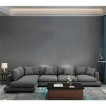 Beech Wood and Linen Fabric L-Shape Sofa - Grey