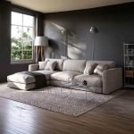 Beech Wood L-Shape Sofa - Beige