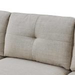 Red Beech Wood and Linen Fabric L-Shape Sofa - Beige - Image 5