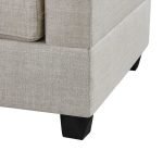Red Beech Wood and Linen Fabric L-Shape Sofa - Beige - Image 6