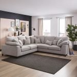 Beech Wood and Linen Fabric L-Shape Sofa - Grey