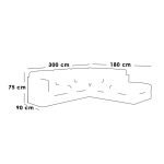 Beech Wood and Linen Fabric L-Shape Sofa - Beige - Image 2